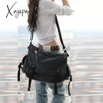 Xajzpa - Large Capacity Vintage Canvas Messenger Bags For Women Laptop Shoulder School Ladys Travel